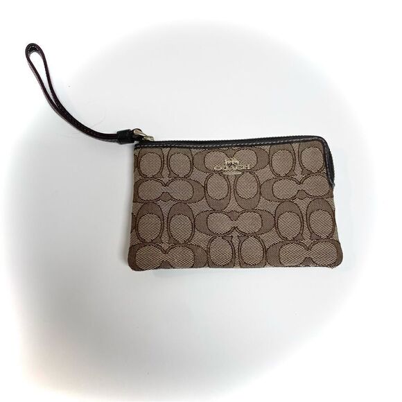 Coach Signature Wristlet Wallet Zip Pouch - Picture 1 of 7